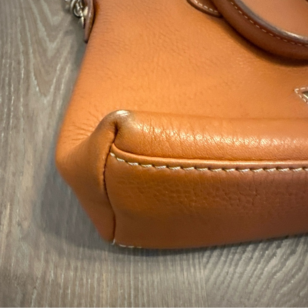 Dooney & Bourke Pebble Leather Satchel with‎ Crossbody Tan - Picture 9 of 16